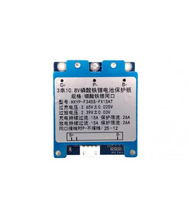 BMS Плата защиты аккумулятора LiFePo 3S 10.8V 15A (21015)