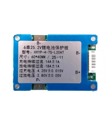 BMS Плата защиты аккумулятора 6S Li-Ion 25.2V 18A (21020)