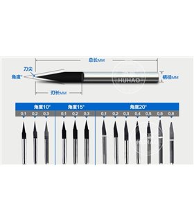 Фреза для гравировки 3.175*20*0.1мм для станков ЧПУ CNC (15673)