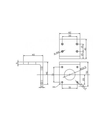 Уголок алюминиевый шагового двигателя Nema 17 42HB 50*50*5мм (15465)