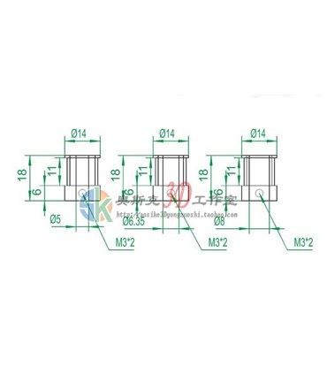 Зубчатый шкив GT2 под 10мм ремень d8мм D16мм 20 зубьев GT2-20T-8B-10mm (17453)