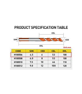 Сверло для керамики HUHAO H100506 6мм (16724)