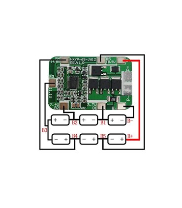 Плата защиты шуруповерта BMS Li-Ion 25.2V 22A (16258)