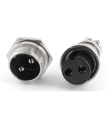 Разъем штекер цилиндрический для зарядки электровелосипеда GX16 2pin (17981)