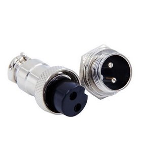 Разъем штекер цилиндрический для зарядки электровелосипеда GX16 2pin (17981)