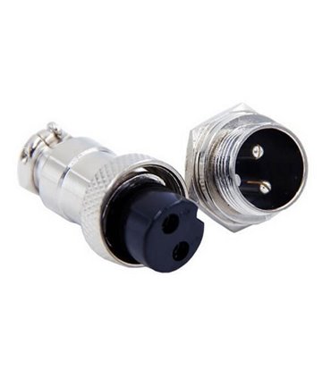 Разъем штекер цилиндрический для зарядки электровелосипеда GX16 2pin (17981)