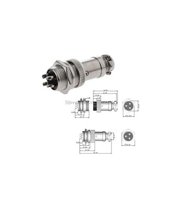 Разъем цилиндрический для зарядки электровелосипеда GX16-4 (16170)