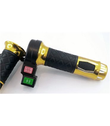 Универсальная ручка газа велосипеда с переключателем и кнопкой золотой комплект (16708)