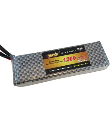 Аккумулятор квадрокоптера LiPo 7.4V 45C 1200mah 2S JST 78г 100*30*12мм (16029)