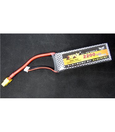 Аккумулятор квадрокоптера LiPo 11.1V 70C 2200mah 3S XT60 163г 102*34*25мм (16025)