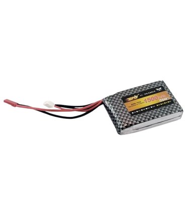 Аккумулятор квадрокоптера LiPo 7.4V 70C 1500mah 2S JST 98г 65*43*16мм (16026)