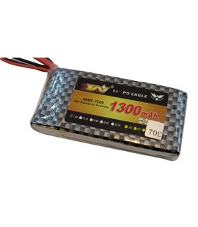 Аккумулятор квадрокоптера LiPo 7.4V 70C 1300mah 2S JST 73г 70*34*15мм (16027)