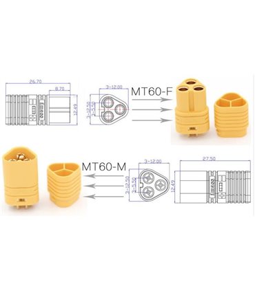 Штекер разъем нейлоновый MT60 пара 60A (16698)