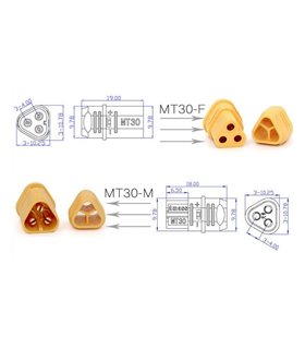 Штекер разъем нейлоновый MT30 пара 30A (16699)