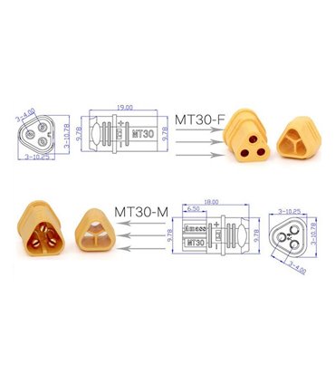 Штекер разъем нейлоновый MT30 пара 30A (16699)