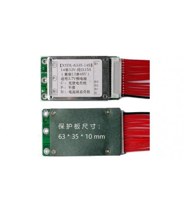 Плата защиты аккумулятора Li-Ion BMS 14S 52V 15A (16408)