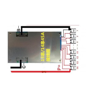 Плата защиты аккумулятора BMS Li-Ion 48V 13S 45A (16379)