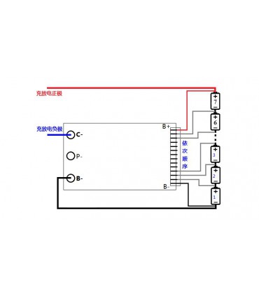 Плата защиты аккумулятора Li-Ion BMS 7S 25V 15A (16409)