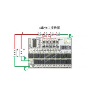 Плата защиты аккумулятора BMS для Li-Ion с балансировкой 4S 16.8V 100A (16078) Плата защиты аккумулятора BMS для Li-Ion с балансировкой 4S 16.8V 100A (16078)