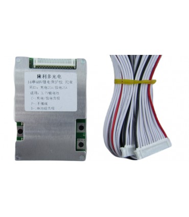 Плата BMS контроллер аккумулятора LiIon 14S 52V 25A (19146)