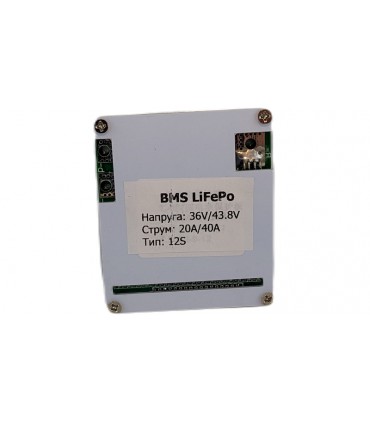 Контроллер защиты заряда разряда BMS 12S LiFePo 36V 40A (14700)