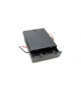 Холдер бокс для аккумуляторов батареек 4*AA 4*14500 с крышкой (15450)