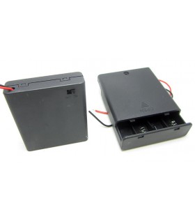 Холдер бокс для аккумуляторов батареек 4*AA 4*14500 с крышкой (15450)