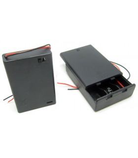 Холдер бокс для аккумуляторов батареек 3*AA 3*14500 с крышкой (15449)