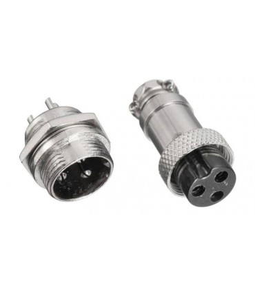 Разъем штекер цилиндрический для зарядки электровелосипеда GX16 3pin (17982)