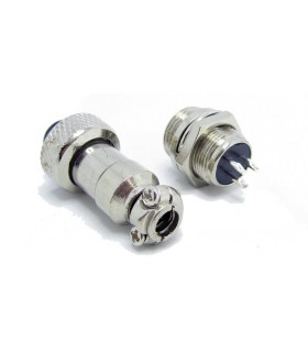 Разъем цилиндрический GX12-3 приборное гнездо и штекер на провод (15101)