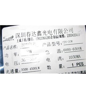 Светодиод LED 30W 4500Lm 6500K 35V 1050mA CDX-30W (15440)