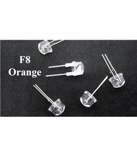 Светодиод F8 3V 8mm оранжевый прозрачный (15341)
