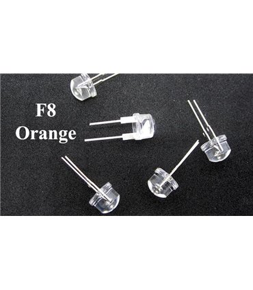 Светодиод F8 3V 8mm оранжевый прозрачный (15341)