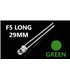 Светодиод F5 5мм long green зеленый прозрачный длинные ножки 10шт (15835)