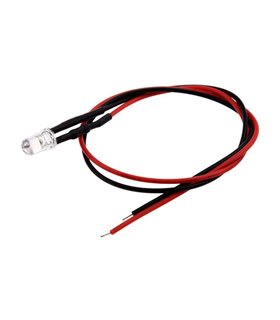 Светодиод LED F5 5мм 12V разноцветный с проводом 18-20см (15862)