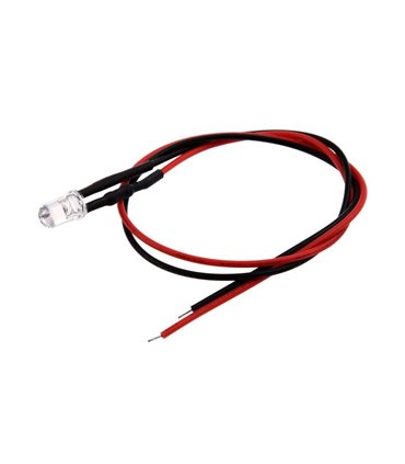 Светодиод LED F5 5мм 12V белый с проводом 18-20см (15856)