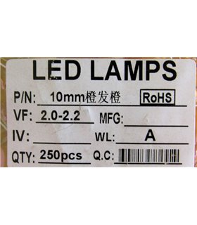 Светодиод LED F10 10мм оранжевый (18483)