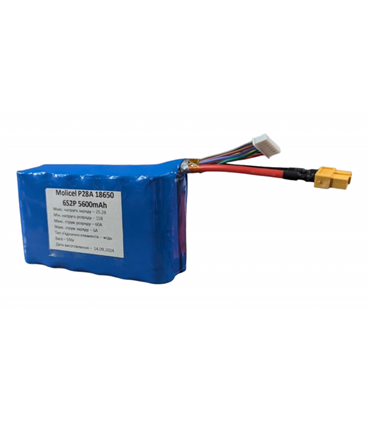 Аккумуляторная батарея для FPV 6S2P Molicel 18650 P28A медь (19910)