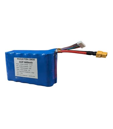 Аккумуляторная батарея для FPV 6S2P Molicel 18650 P28A медь (19910)