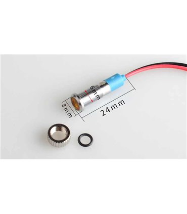 Светодиодный индикатор водонепроницаемый LED 24V зеленый 6мм (17447)