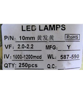 Светодиод LED F10 10мм желтый (18484)