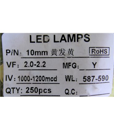 Светодиод LED F10 10мм желтый (18484)