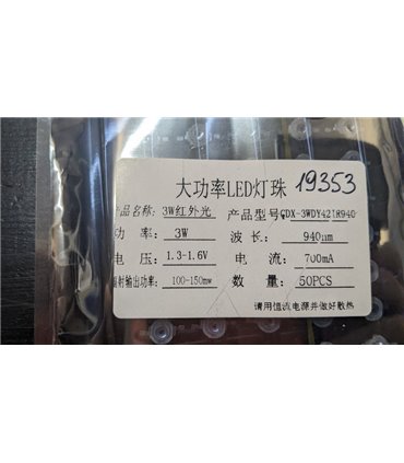 Инфракрасный светодиод IR LED 3W 940nm (19353)