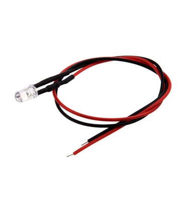 Светодиод LED F5 5мм 5V синий с проводом 18-20см (15851)