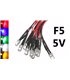 Светодиод LED F5 5мм 5V разноцветный с проводом 18-20см (15855)
