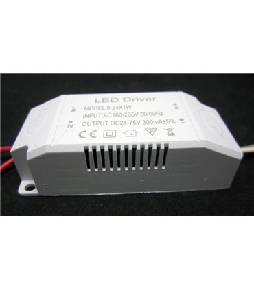 LED драйвер светодиодов 8-24W 300mA 24-72V (12356)