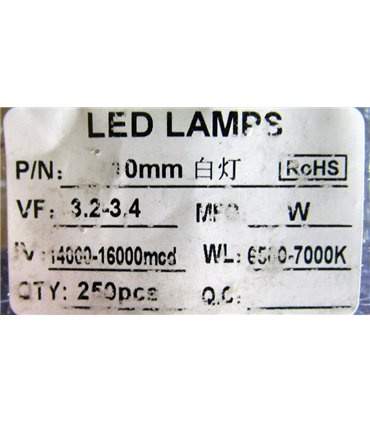 Светодиод LED F10 10мм белый (18486)