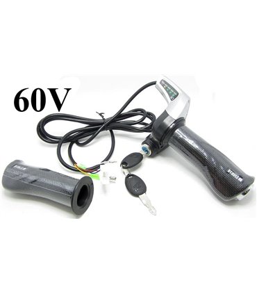 Комплект ручка газа с индикатором заряда и замком зажигания 60V (15195)