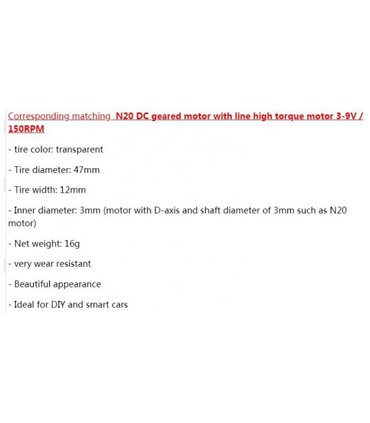 Износостойкое резиновое колесо для умного автомобиля 47*12mm под двигатель N20 (16082)
