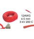 Изолированный кабель многожильный силикон 12AWG 4.5mm 200C красный 1м (15087)